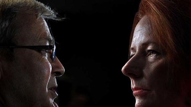 Facing off ... Western Sydney MPs must choose between Kevin Rudd and Julia Gillard.