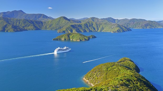 A cruise ship in Queen Charlotte Sound.
