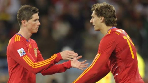 Failed to hit his straps ... Fernando Torres, left, was substituted for Fernando Llorente.