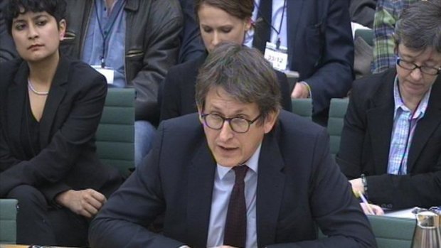 Secrets published ... the Guardian editor Alan Rusbridger faces hostile questioning by British MPs over the Edward Snowden leaks.