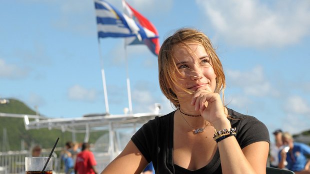 Dutch sailor Laura Dekker, 16, gives a press conference after completing her solo voyage.