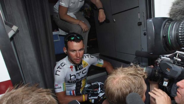 Mark Cavendish of Great Britain and HTC Highroad talks to the media ahead of Stage 5.