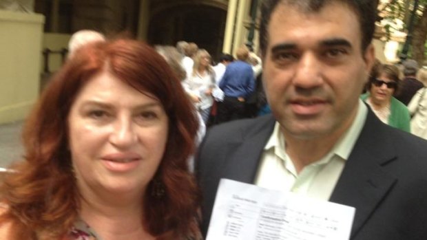 Flew from Perth: Penelope Robinson and Omid Namdar, denied entry despite receiving an email.