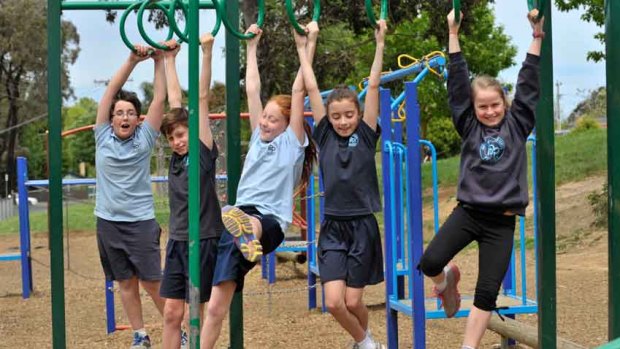 Hanging out: Grade 5 students at Boronia Heights (from left) Mitchell, Tim, Lexy, Ally and Emmerson.