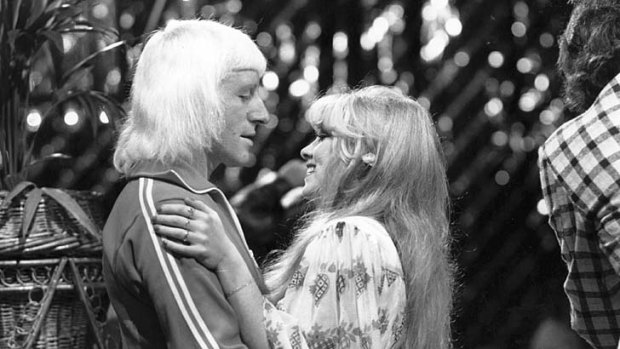 Jimmy Savile with pop singer Lynsey de Paul in the 500th episode of Top of the Pops in 1973.