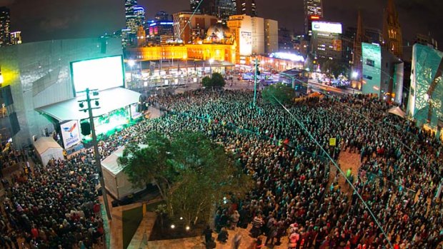 Thousands gather for the Save the Kimberley concert at Federation Square.