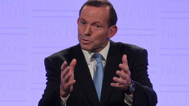 Opposition Leader Tony Abbott addresses the National Press Club.