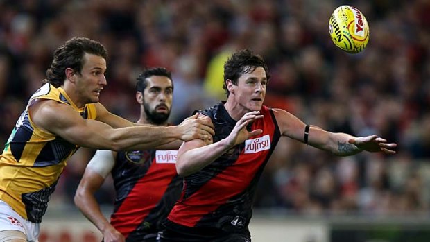 Leading from the back: Jake Carlisle was at his best in defence in Essendon’s big win.