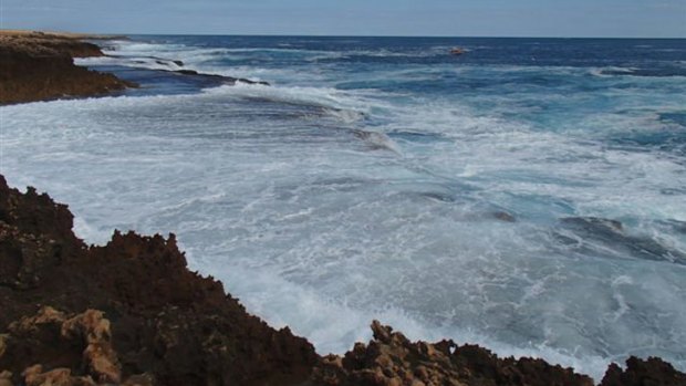 A man is missing after he fell off rocks near Carnarvon, 900 kilometres north of Perth.