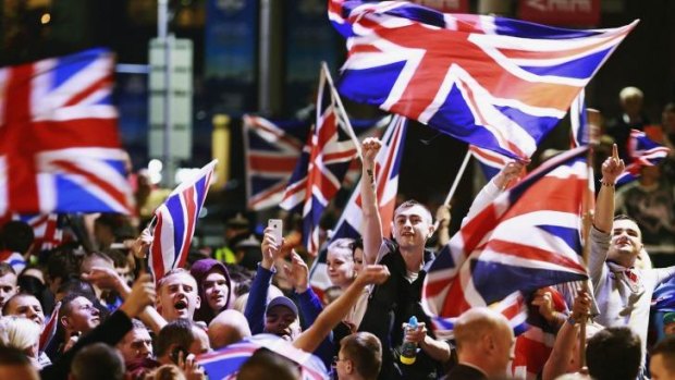 Noes had it: Jubilant loyalists sang ''Rule Britannia'' in George Square.