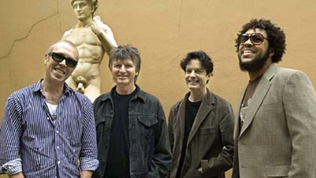 No blues ... Nick Seymour, Neil Finn and Mark Hart, with Matt Sherrod, will release a true collaboration.