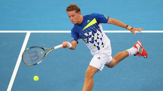 On the good foot ... James Duckworth hopes to account for France's Gilles Simon for a place in the quarter-finals at the Brisbane International.