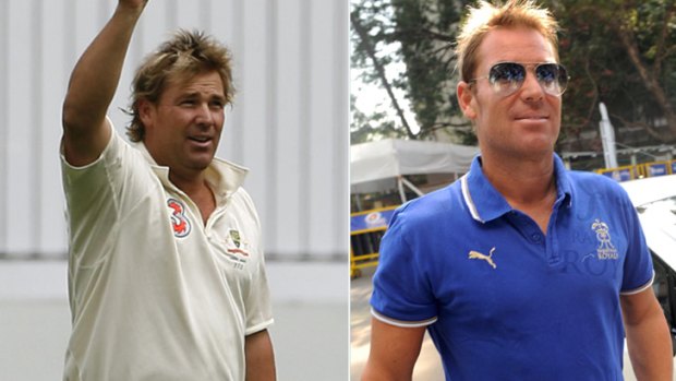 Before and after ... Shane Warne has shed the kilos post-retirement.