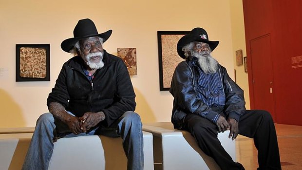 Founding members of the Papunya Tula Artists,  Long Jack Phillipus Tjakamarra (left) and Ronnie Tjampitjinpa.