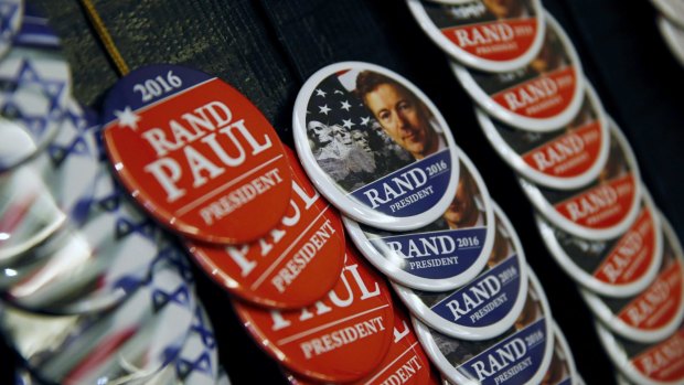 Campaign buttons for Senator Rand Paul.