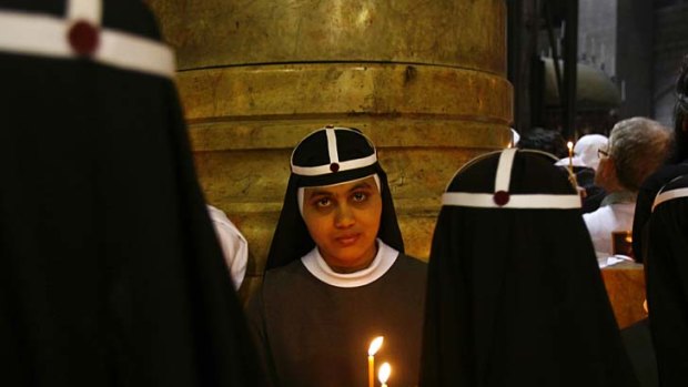 Catholic nuns in the Church of the Holy Sepulchre.