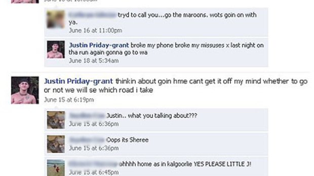 Some of the posts from Justin Grant's Facebook page.