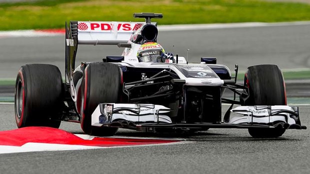 Williams' Venezuelan driver Pastor Maldonado drives during the Formula One test days at Catalunya's racetrack in Montmelo, near Barcelona, on Friday