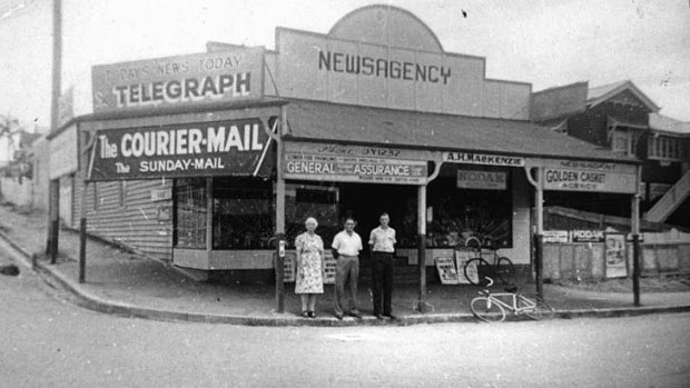 An undated photo of MacKenzie's newsagency at the corner of Oxford and Bulimba Street, Bulimba.