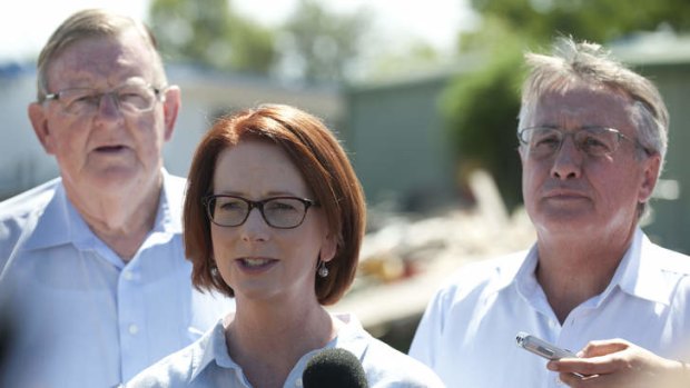 Dogged by scandal ... Julia Gillard in Bundaberg.