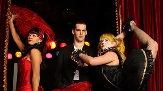 Johnny Wishbone from The Snowdroppers with Billy B (right) and Tasia (left) from burlesque cabaret show All You Can Eat.
