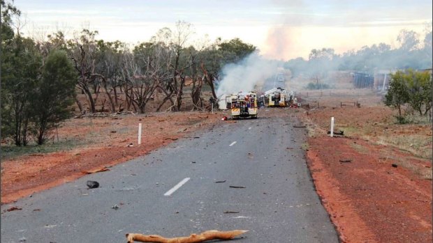 The scene of a truck rollover on the Mitchell Highway.