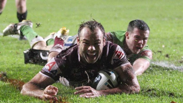 The man to watch ... Manly fullback Brett Stewart remains a constant threat to opposition defences. The job of stopping him will tonight fall to the Wests Tigers.