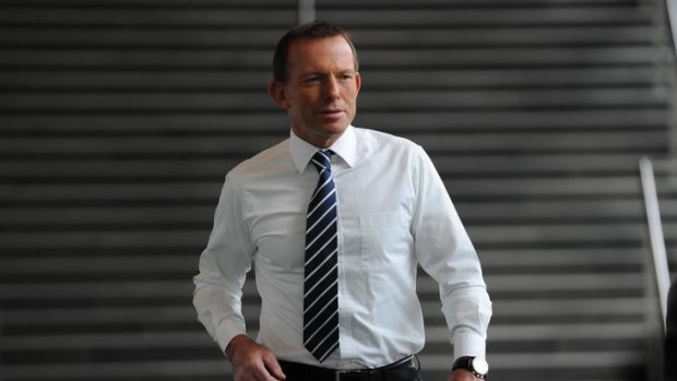 Tony Abbott at The Age yesterday.