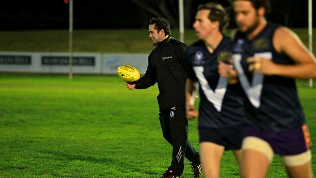 The man with the plan: VAFA coach Simon Lethlean at training with his team on Thursday.