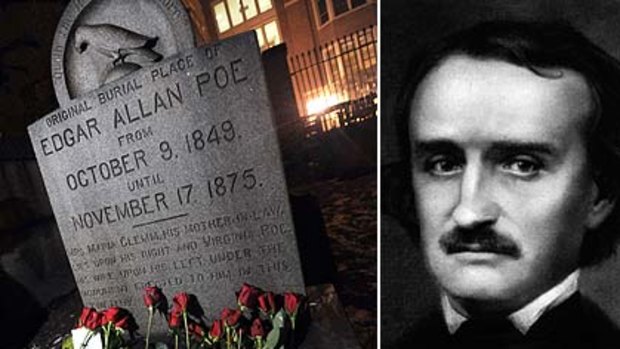 Roses lie near the original burial place of author Edgar Allan Poe in Baltimore.