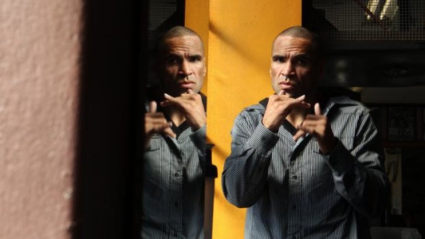 US fight ... Anthony Mundine at his father's gym in Redfern on Thursday.