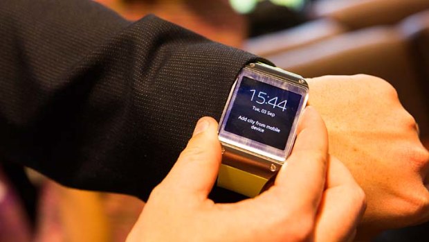 Galaxy Gear: The 1.63-inch touchscreen can also accept voice commands.