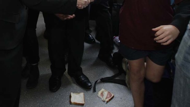 This salami sandwich was thrown at Prime Minister Julia Gillard.