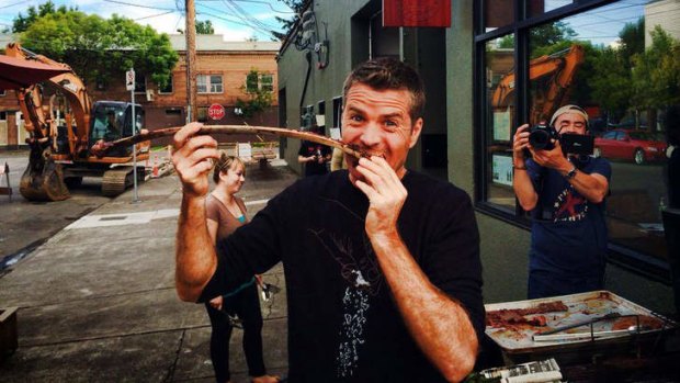 Feast for the senses: Pete Evans filming in the US.