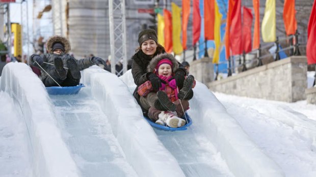 Chill out: Family fun on the icy slopes.