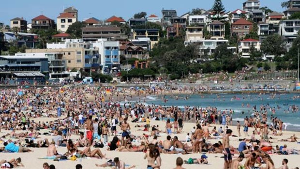 Crowds flock to Bondi Beach on a warm spring day in this file picture.