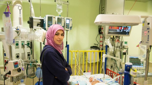 A Palestinian mother with her baby at Israel's Sheba hospital. 