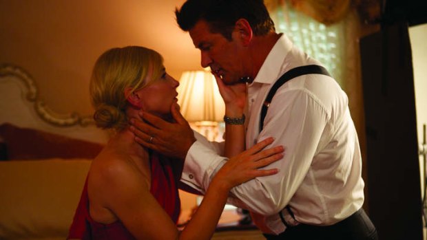 Mesmerised ... Alec Baldwin with Cate Blanchett in a scene from Woody Allen's <i>Blue Jasmine</i>.