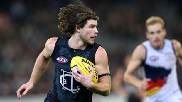 Bryce Gibbs is one of three Carlton players who has improved his ball use.
