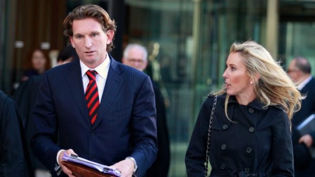 James and Tania Hird leaving the Federal Court on Monday.