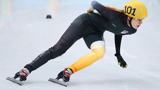 Deanna Lockett of Australia competes in a heat of the short track 1000-metres event on Tuesday.