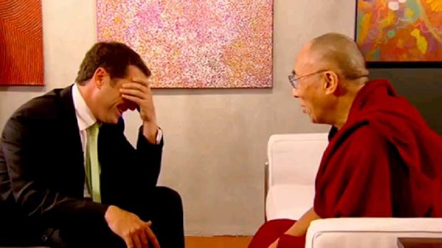 <i>Today</i> host Karl Stefanovic falls flat with his attempt at humour with the Dalai Lama.