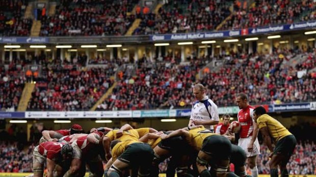 Wallabies' wobbly scrum ... Australia's weaknesses were exposed   against Wales, less than a week before their Test against England at Twickenham.