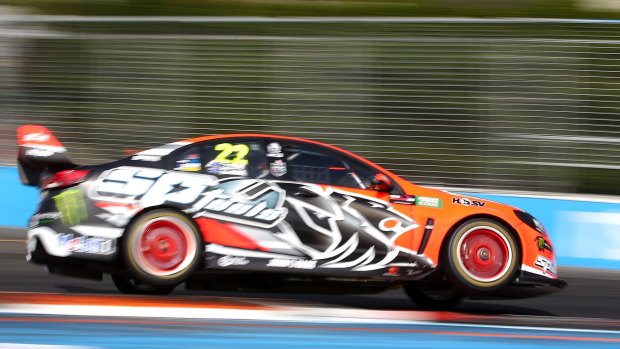 James Courtney sets the pace in his VF Commodore during the Gold Coast 600.