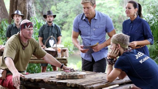 Barry Hall and Joel Creasey face their feast on <I>I'm A Celebrity</i>.