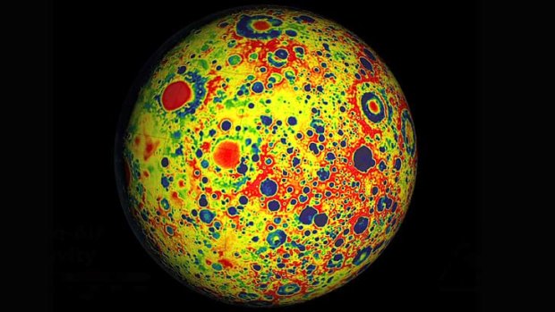 This image taken by Ebb and Flow shows the variations in the lunar gravity field on the moon.