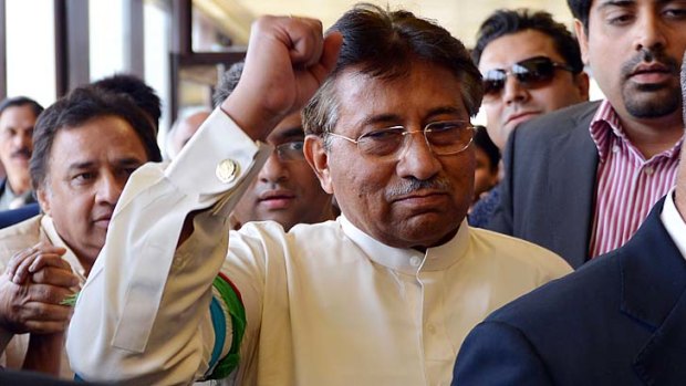 Touchdown: Pakistan's former military ruler Pervez Musharraf arrives at the Karachi International airport.