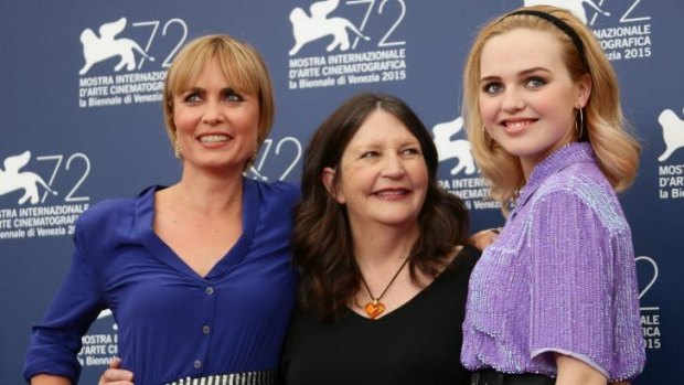Actress Radha Mitchell, director Sue Brooks and actress Odessa Young at a photocall for <i>Looking For Grace</i>.
