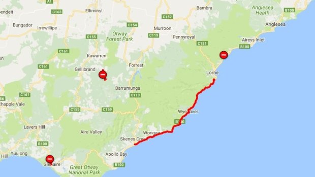 Parts of the road from Lorne to Skenes Creek remain closed.