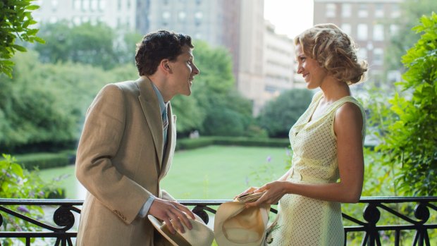 Jesse Eisenberg, left, and Blake Lively appear in a scene from Cafe Society. 
